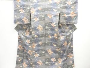 蝶に菊笹模様小紋着物